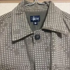 90s OLD STUSSY USA製 ナイトカモ ミリタリーシャツ 紺タグM