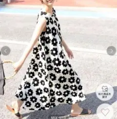 コカ　花柄エンボスロングワンピース　フリーサイズ