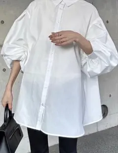 bonjour sagan 裾フレアバルーンスリーブシャツブラウス