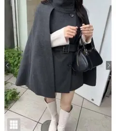 GRL ze749 ベルト付きハイネックケープスコートM