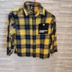 イエローチェック長袖シャツ 120