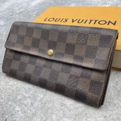 微 상태좋음 ルイヴィトン 長財布 インターナショナル ダミエ レザー 折り財布