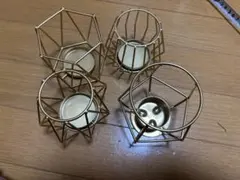 ゴールドメタルキャンドルホルダー4個セット