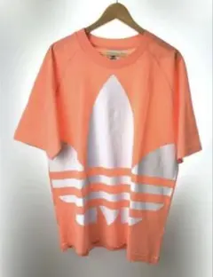 アディダス オリジナルス ビックロゴ tシャツ M トレフォイルロゴ オレンジ