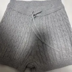 グレー ケーブル編み ニットショートパンツ