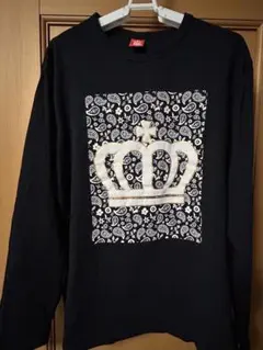美品 BABY DOLL メンズ XL 長袖カットソー 王冠プリント ブラック
