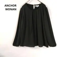 ANCHOR WONAN 長袖 ブラウス ブラック フロントタック ボタン留めのサムネイル