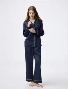 GUネイビー パジャマセット 長袖・長ズボンM