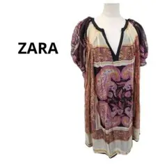 ZARA　シアーシフォンワンピース　ゆったり　ペイズリー　エスニックのサムネイル