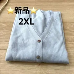 新品⭐️ 長袖 Vネック カーディガン スカイブルー 2XL