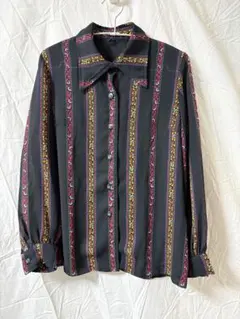 used 古着 柄 ポリシャツ シアー