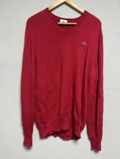 ラコステ　LACOSTE レッド Vネック　セーターのサムネイル