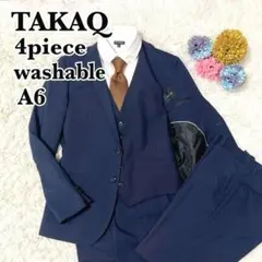 TAKAQ　スーツ　セットアップ　4ピース　ストライプ　A6　ネイビー　洗濯可