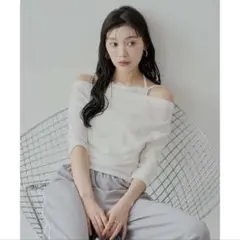 【新品】Chico オフショルレイヤードニット　アイボリー