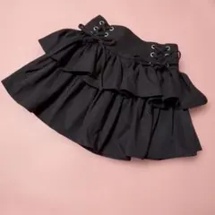 フリルデザイン ブラックミニスカート M