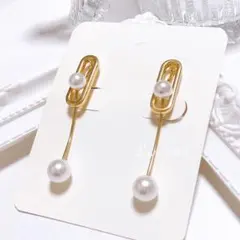 No.570 デザインパールゴールドイヤリング 韓国 上品 高見え