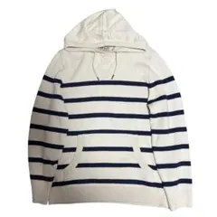 00s llbean コットンニットフーディー　カシミヤ混 ボーダー　レギュラーのサムネイル