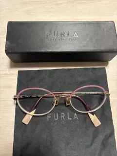 FURLA ピンク ゴールド ラウンドフレーム メガネ