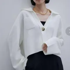 アダムエロペ　adam et rope クロップドニットジャケット　金ボタン　黒