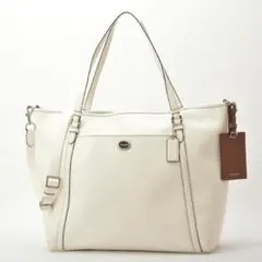 美品◇COACH コーチ 2WAY トートバッグ ショルダー レザー ホワイト
