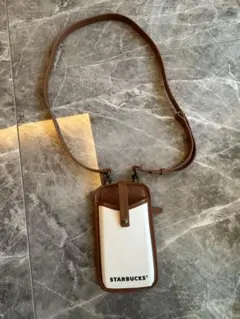 【新品、未使用】スターバックス スマホショルダーバッグ ホワイト/ブラウン