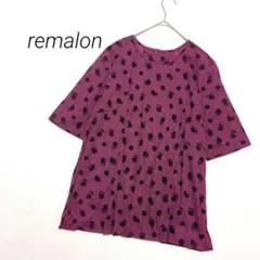 remalon レマロン レディーストップス 반소매 컷소우 꽃무늬 총무늬