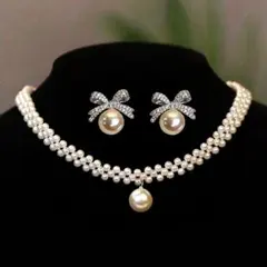 ピアスネックレスセット パール ダイヤ 真珠 上品 繊細 エレガント 豪華