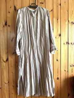 Allumerアリュメール　ストライプ柄 長袖シャツワンピース