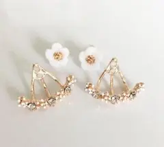 イヤリング ピアス 花 ローズゴールド ホット ビッグ #C224-1