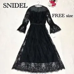 「SNIDEL スナイデル レースシアーワンピース ブラック FREE 未使用