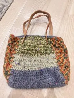 手編みトートバッグ ビーズ付き 多色