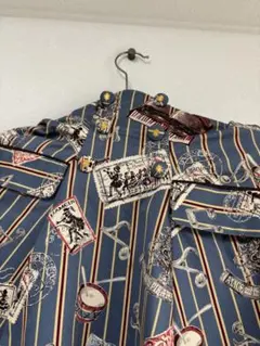 音楽プリントストライプ柄シャツ