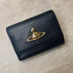 ヴィヴィアンウエストウッド 三つ折り レザー ブラック がま口財布