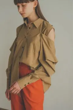 CLANE クラネ ハーフスリーブオーバーシャツ フェイクレザー風 現行品 
