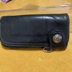 黒レザー 長財布 ボタン留めのサムネイル