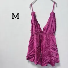 一点もの✨【M】オールインワン ハーフパンツ フリル付き ピンクキャミソール