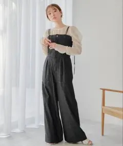 Kastane デニムベアサロペット