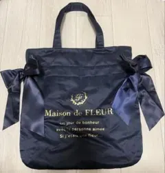 Maison de FLEUR リボン付きトートバッグ ネイビー