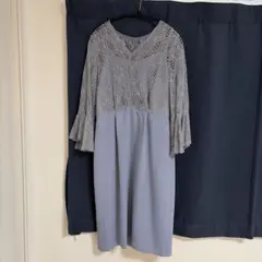 u*a様 kaeneフレアースリーブレースコンビワンピース　38