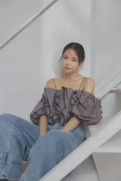 Andequal ribbon shoulder combinaison - メルカリ