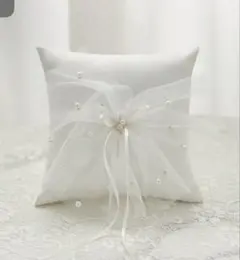 リングピロー ホワイト パール リボン付 結婚式