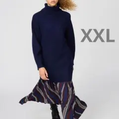 【新品】ユニクロC　大きいサイズ　XXL　ニットミニワンピース　紺