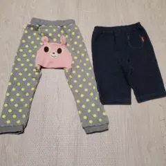 MIKI HOUSE ホットビスケット ウサギ顔のパンツ 90セット