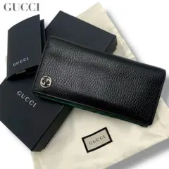 付属品完備✨グッチ 長財布 GGインターロッキング レザー バイカラー ブラック