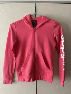 【adidas】パーカー キッズ ピンク 140相当 フルジップ
