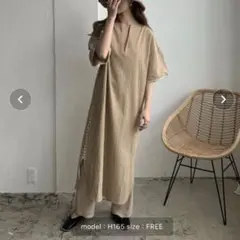 Amiur side button kaftan ops ワンピースのサムネイル