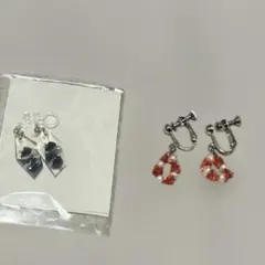 イヤリング　赤珊瑚、ソーダライト　2点セット