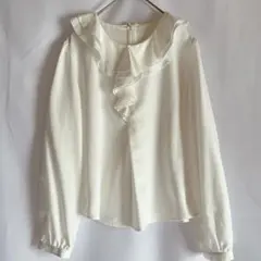 美品✨フリルホワイトブラウス 長袖 卒業 入学 セレモニー
