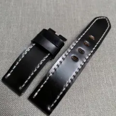 時計ベルト 22mm コードバン　黒 ラグ幅22mm　尾錠幅22mmのサムネイル
