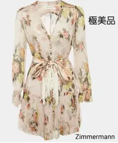 Zimmermann✨️プリーツティアードオーガンザミニドレス フラワー 